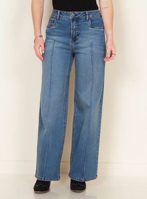 Jeans Recto Tiro Alto Alforza Pretina