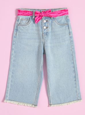 Jeans Wide Leg con Cinturón de Tela Estampado