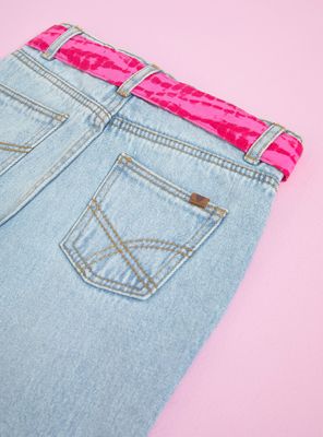 Imagen 2 del producto Jeans Wide Leg con Cinturón de Tela Estampado