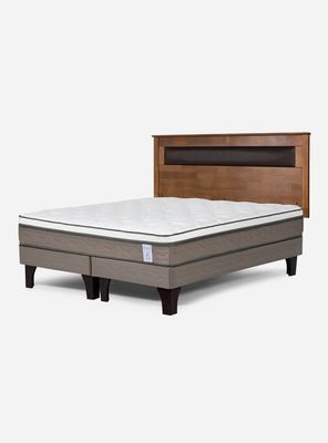 Cama Europea New Style 6 2 Plazas Long Base Dividida + Respaldo Ferrara