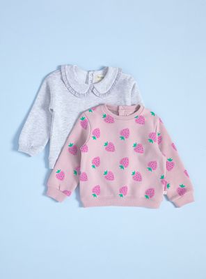 Polerón Bipack Estampado y Otro Liso con Cuello