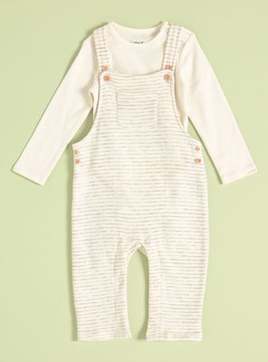 Imagen 2 del producto Conjunto de Body y Jardinera Estampada Rayas Gris