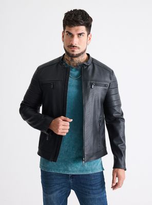 Chaqueta Biker Simil Cuero Texturado