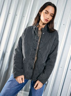 Chaqueta Acolchada Lavado con Botón