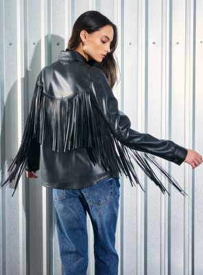 Imagen 2 del producto Blusa Flecos Espalda Efecto Cuero