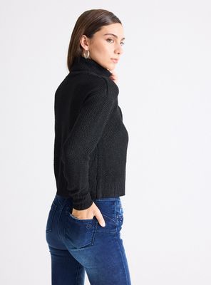 Imagen 2 del producto Sweater Crop Cuello Alto Punto Arroz con Lurex