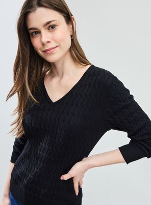 Sweater Básico Trenzado Cuello V