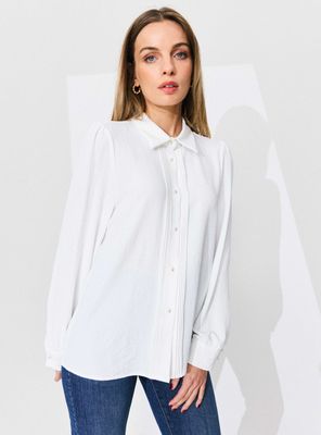 Blusa Camisera con Botones de Perla