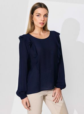 Blusa con Textura y Vuelos Frontales