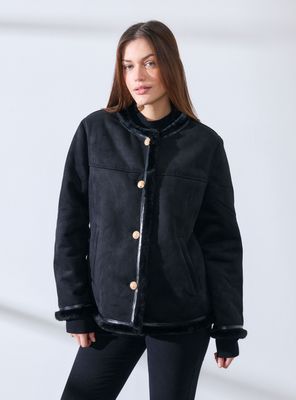 Chaqueta Agamuzada con Forro de Sherpa