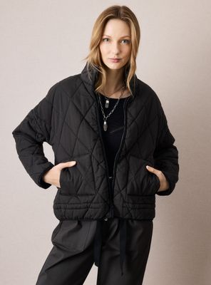 Chaqueta Acolchada Cuello Alto con Bolsillos