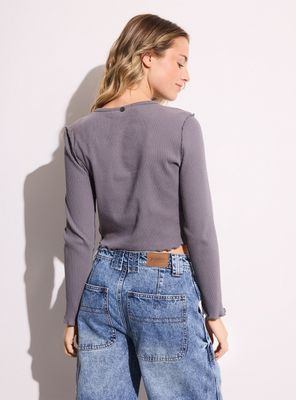 Imagen 2 del producto Polera Manga Larga con Detalles Lavado