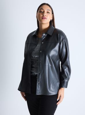 Chaqueta Sobre Camisa Efecto Cuero Curvy