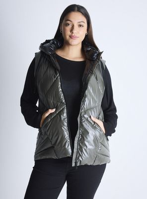 Parka Quilt Sin Mangas Capucha Curvy