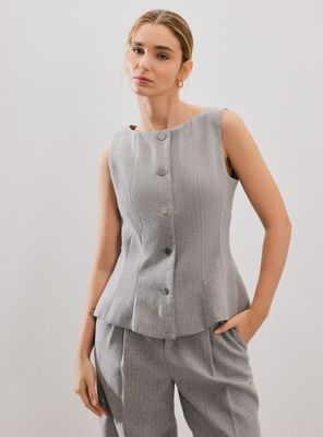 Blazer sin Mangas con Botones y Rayas