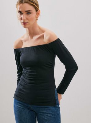 Polera Hombros Descubiertos y Fruncidos