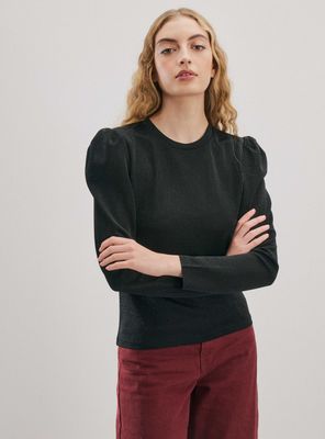 Imagen 1 del producto Polera Manga Abullonada con Tela Metalizado