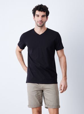 Polera V-Neck Algodon Elastano