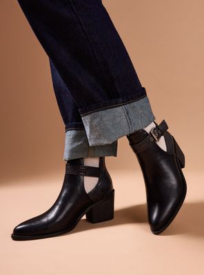 Botín Abierto Taco Cuadrado Mujer