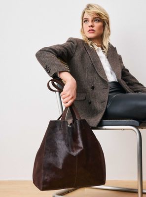 Imagen 1 del producto Cartera Totebag Cuero Textura Café Moro C del Pilar