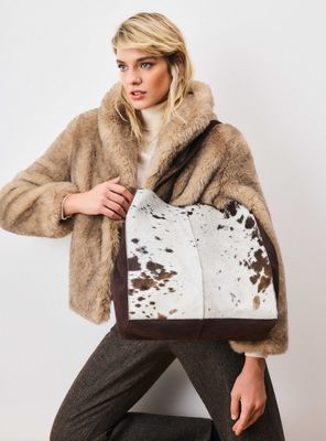 Cartera Totebag Cuero Textura Piel Vaca C del Pilar