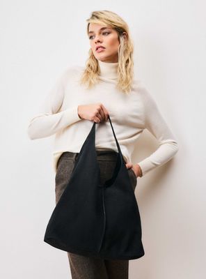 Cartera Hobo Bag Gamuza Negro C del Pilar