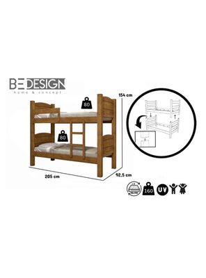 Imagen 2 del producto Camarote Litera Desmontable Liliane 1 Plaza-Cedro MDF 160 kg
