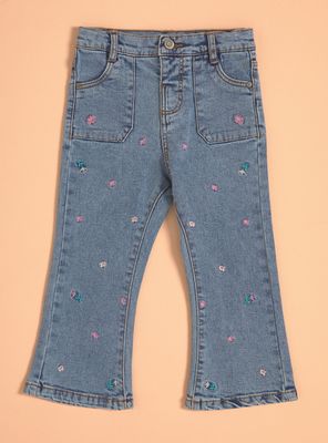 Jeans Flare Full Bordado Niña