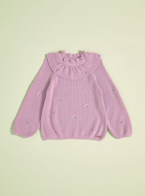 Sweater Cuello Bobo con Mini Bordado Niña