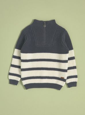 Sweater con Rayas Medio Cierre
