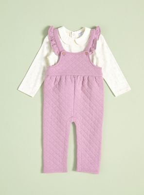 Conjunto  Polera y Jardinera Tipo Quilt Niña