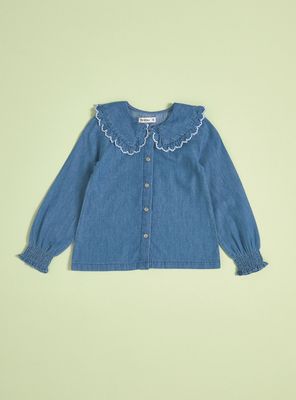 Imagen 2 del producto Blusa Denim Cuello Bobo Niña