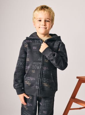 Polerón Full Estampado con Cierre y Capucha Niño