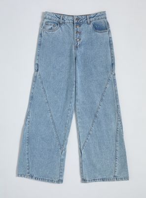 Imagen 1 del producto Jeans Wide Leg con Detalles de Costuras en Diagonal