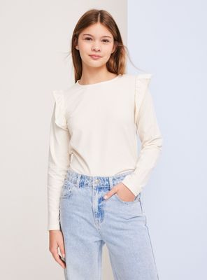 Polera con Mini Vuelos en Manga