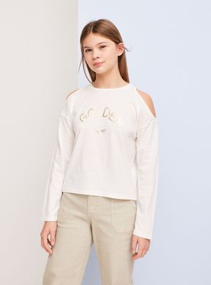 Polera Cutout en Hombros y Focal Print