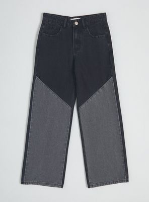 Jeans Cortes Diagonales Bicolor