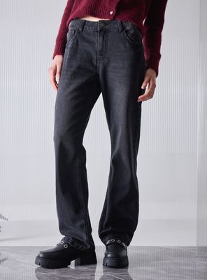 Jeans Straight 5 Bolsillos Clásico Tiro Medio