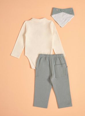 Imagen 2 del producto Conjunto Tripack de Body, Jogger y Babero Dinosaurios