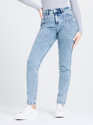 Jeans Invisible Push Up Pedrería en Bolsillo