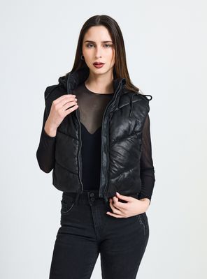 Parka Puffa sin Manga Tela Brillante
