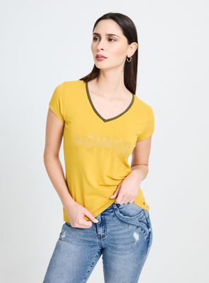 Imagen 1 del producto Polera Cuello V con Aplicación de Cadena