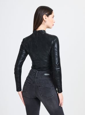 Imagen 2 del producto Body Simil Cuero Manchado Cuello Alto Cutout