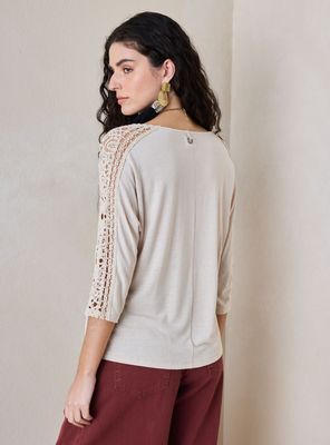 Imagen 2 del producto Polera Aplicación de Encaje de Algodón