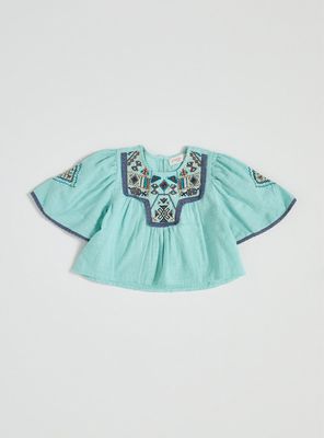 Blusa India Bordada y Tela Texturizada