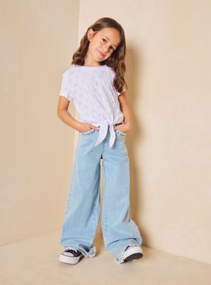 Jeans Wide Leg con Desflecados