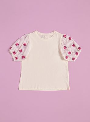 Polera con Manga Globo Broderie