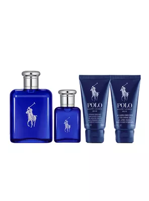 Set Perfume Polo Blue EDT Hombre 125 ml + 40 ml + After Shavel 50 ml + Shower Gel 50 ml + Neceser Ralph Lauren