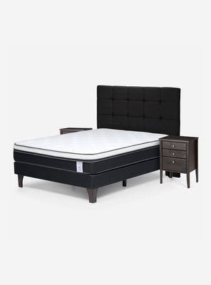 Cama Europea New Style 6 2 Plazas + Set de Muebles Issey Grafito