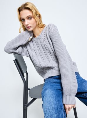 Sweater Trenzas Cuello Redondo
